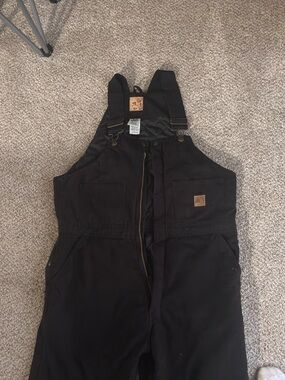 Berne insulated bib overalls black workwear canvas utility size large